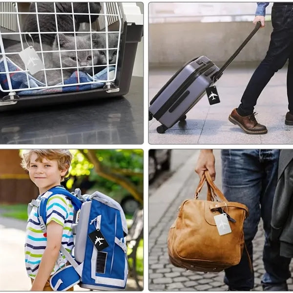 Aluminium Luggage Tags Card Holders W/ Stainless Steel Loops