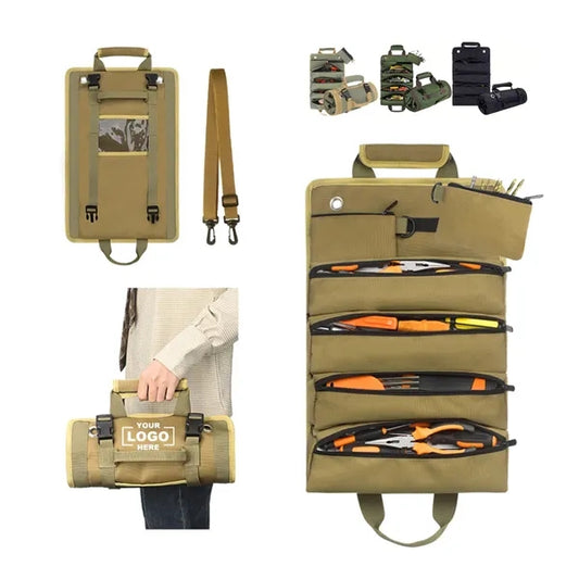 Roll Up Tool Bag Organizer with Removable Pouches