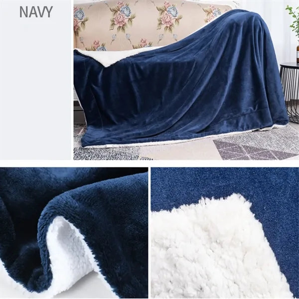 63" X 51" Embroidered Soft Oversized Mink Sherpa Blankets