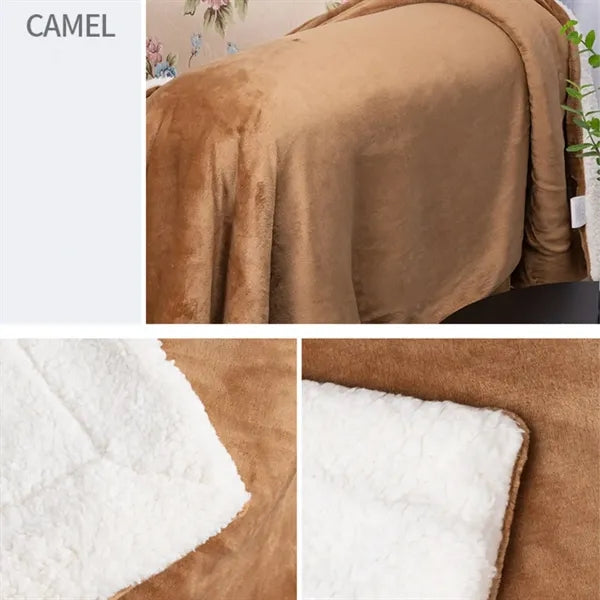63" X 51" Embroidered Soft Oversized Mink Sherpa Blankets