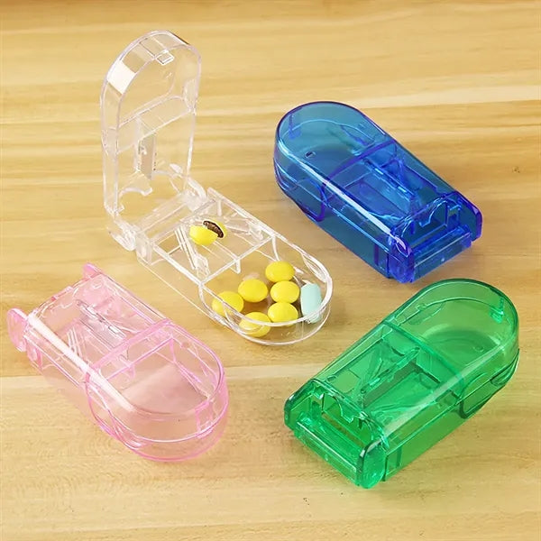 Pill Cutter Splitter Holder with Keychain