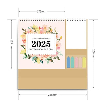 2025 Monthly Desk Calendar Planner with Pockets and Labels