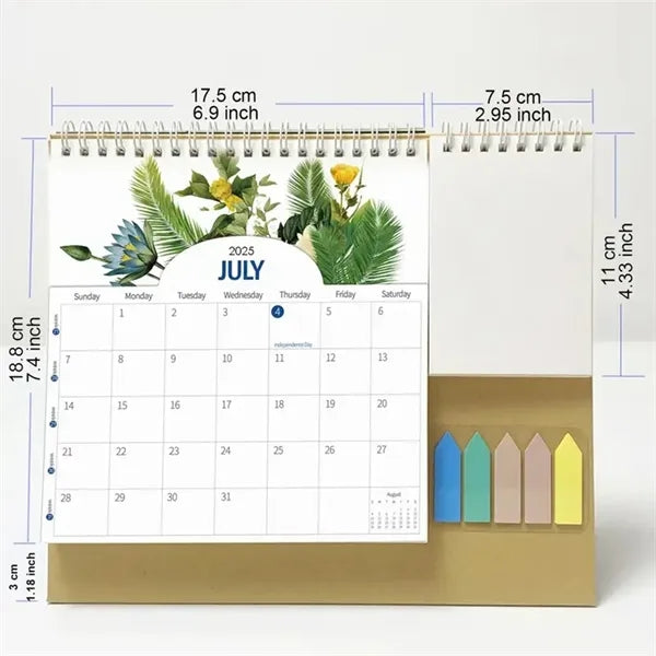 2025 Monthly Desk Calendar Planner with Pockets and Labels