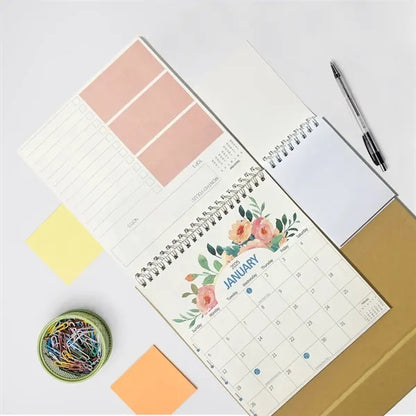 2025 Monthly Desk Calendar Planner with Pockets and Labels