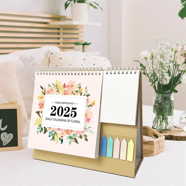 2025 Monthly Desk Calendar Planner with Pockets and Labels