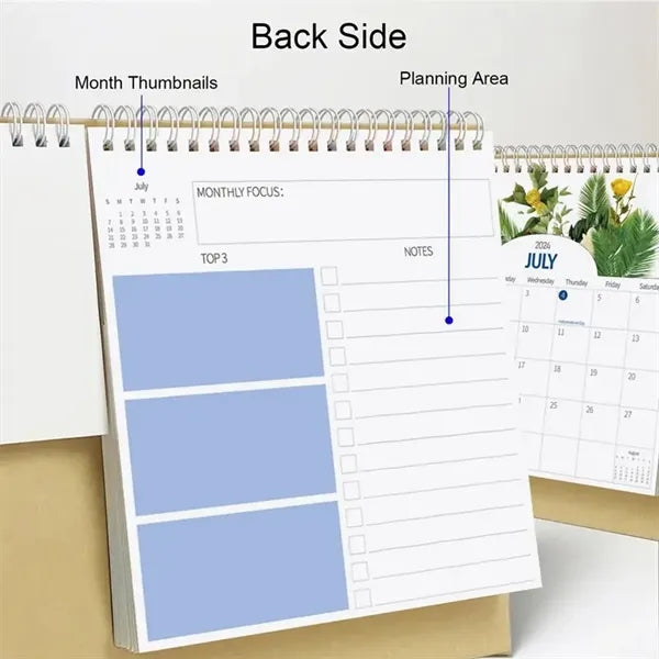 2025 Monthly Desk Calendar Planner with Pockets and Labels