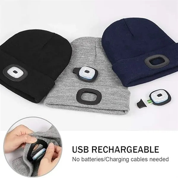 Rechargeable Led Beanie Hat With Light