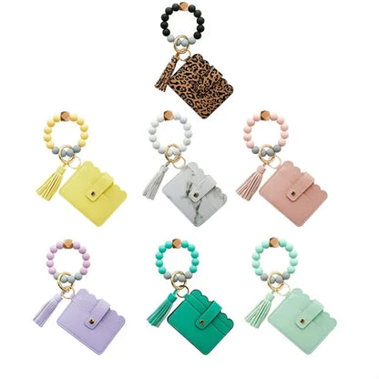Wristlet Bracelet Keychain Wallet Credit Card Holder Women