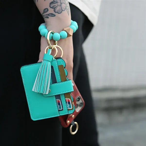 Wristlet Bracelet Keychain Wallet Credit Card Holder Women