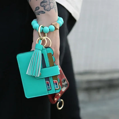 Wristlet Bracelet Keychain Wallet Credit Card Holder Women