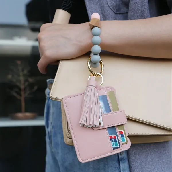 Wristlet Bracelet Keychain Wallet Credit Card Holder Women