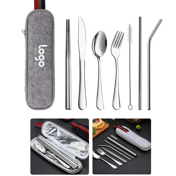 Portable Silverware Set With Case