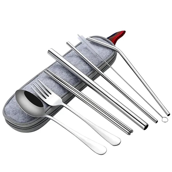 Portable Silverware Set With Case