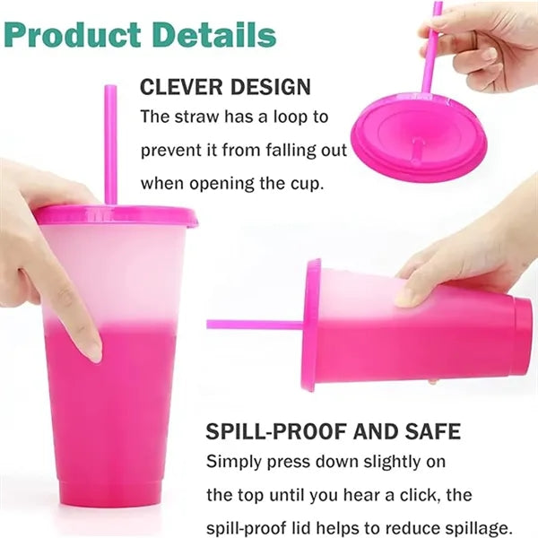 24OZ Magic Color Changing Tumbler with Straws(710ML)