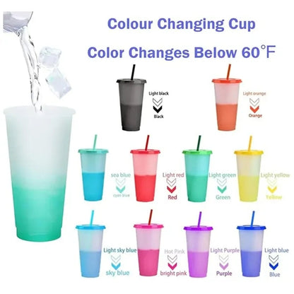 24OZ Magic Color Changing Tumbler with Straws(710ML)