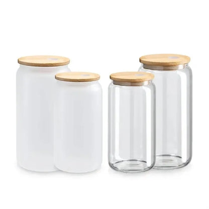16 oz Beer Can Double Wall Glass With Lid And Straw