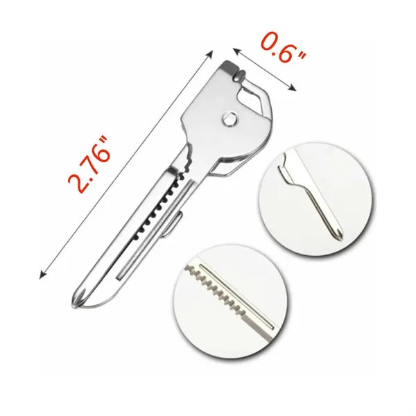 Multi Tool 6 in 1 Stainless Steel Key Ring Chain Pendant