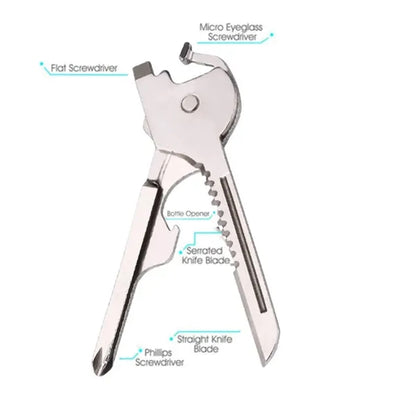 Multi Tool 6 in 1 Stainless Steel Key Ring Chain Pendant