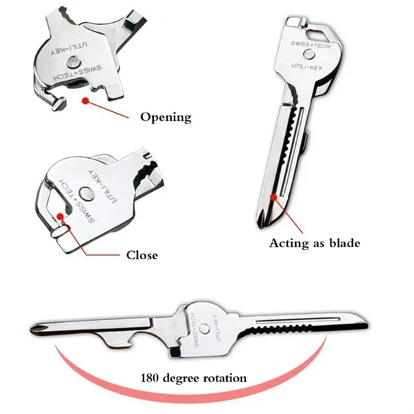 Multi Tool 6 in 1 Stainless Steel Key Ring Chain Pendant