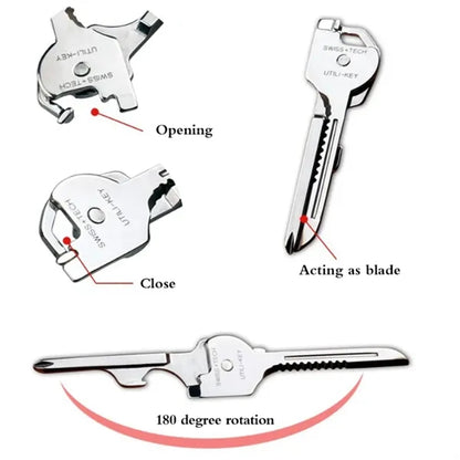 Multi Tool 6 in 1 Stainless Steel Key Ring Chain Pendant