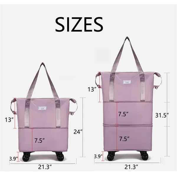 Expandable foldable travel bag with wheels