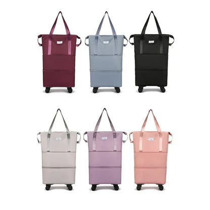 Expandable foldable travel bag with wheels