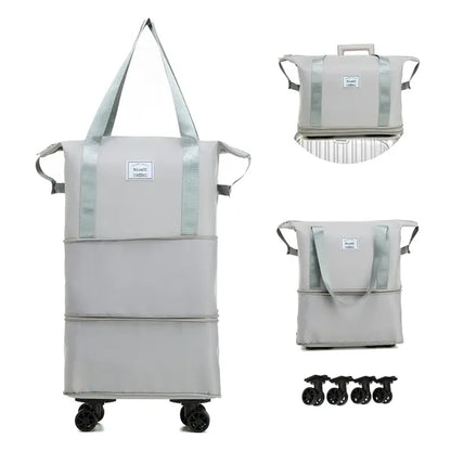 Expandable foldable travel bag with wheels
