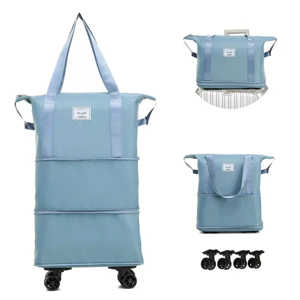 Expandable foldable travel bag with wheels