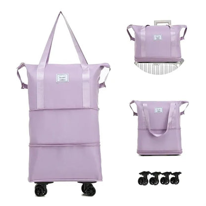 Expandable foldable travel bag with wheels