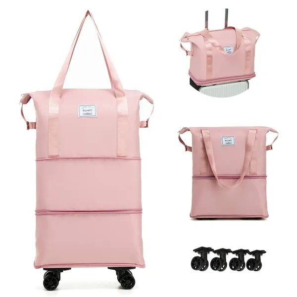 Expandable foldable travel bag with wheels