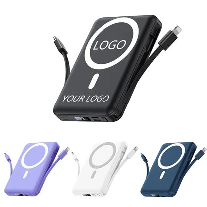 20000mAh Magnetic Wireless Power Bank with Built-in Cables
