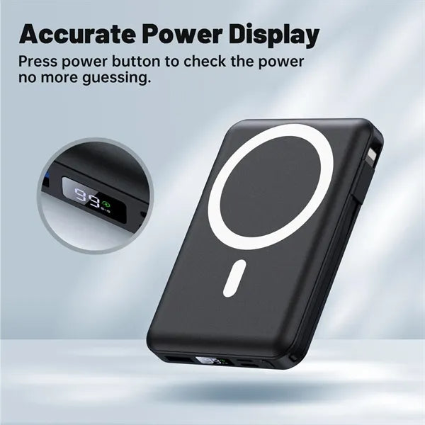 20000mAh Magnetic Wireless Power Bank with Built-in Cables