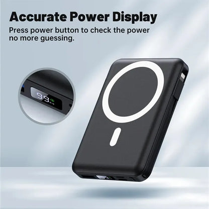 20000mAh Magnetic Wireless Power Bank with Built-in Cables