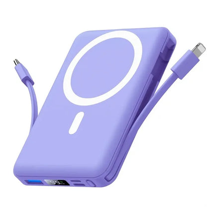 20000mAh Magnetic Wireless Power Bank with Built-in Cables