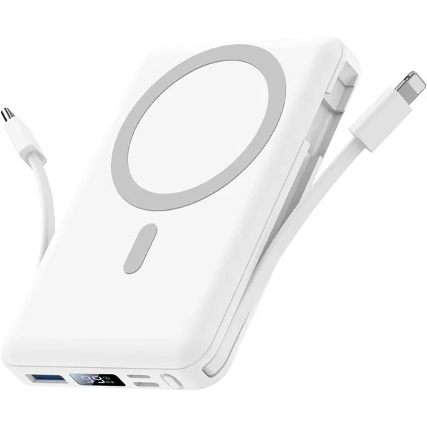 20000mAh Magnetic Wireless Power Bank with Built-in Cables