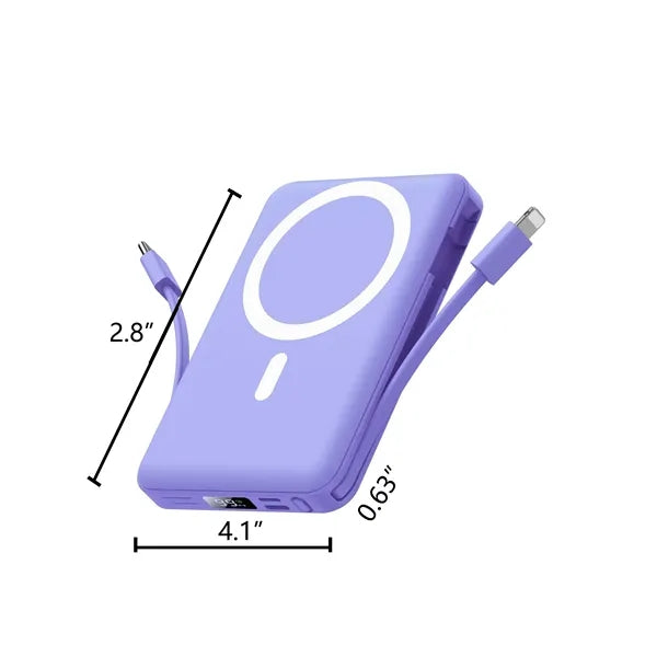 20000mAh Magnetic Wireless Power Bank with Built-in Cables