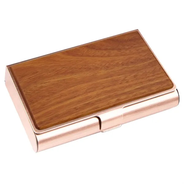 Wooden Stainless Steel Name Card Holder