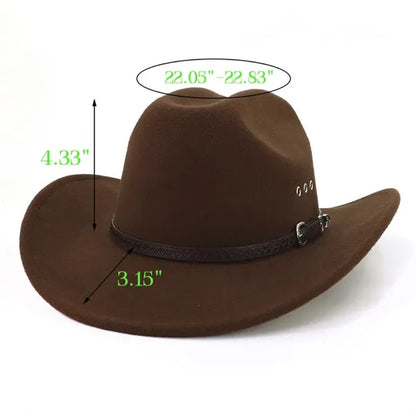 Unisex Classic Western Cowboy Men Felt Wide Brim Hats