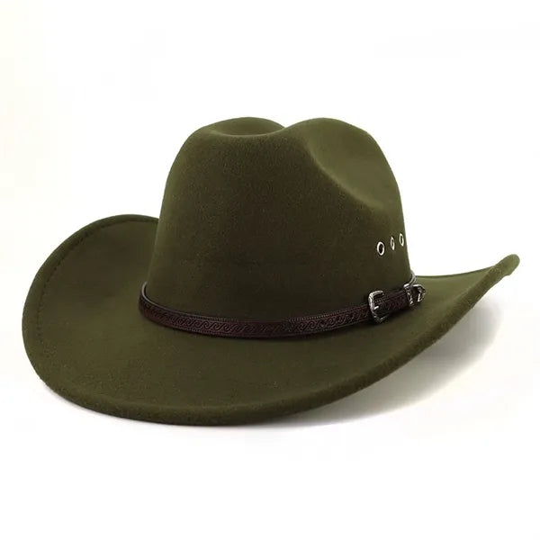 Unisex Classic Western Cowboy Men Felt Wide Brim Hats