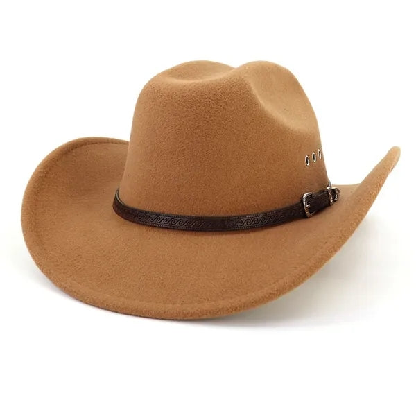 Unisex Classic Western Cowboy Men Felt Wide Brim Hats