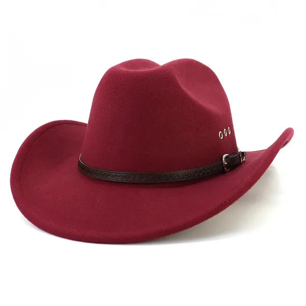 Unisex Classic Western Cowboy Men Felt Wide Brim Hats