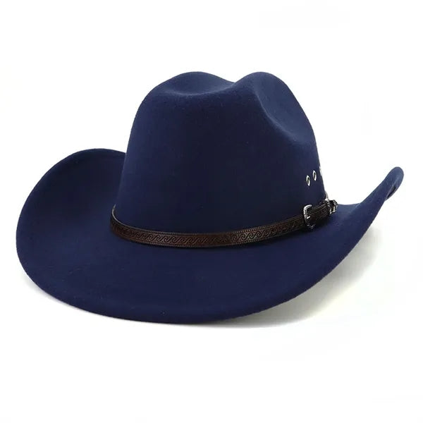 Unisex Classic Western Cowboy Men Felt Wide Brim Hats