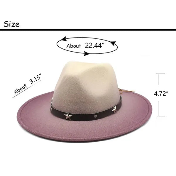 Colorblock Gradient Western Retro Style Cowboy Hat