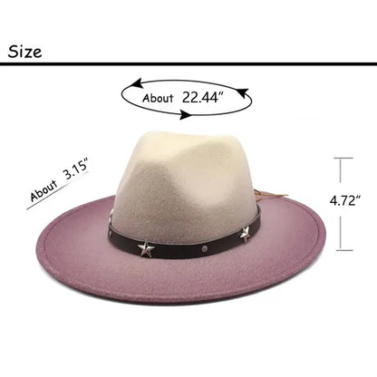 Colorblock Gradient Western Retro Style Cowboy Hat