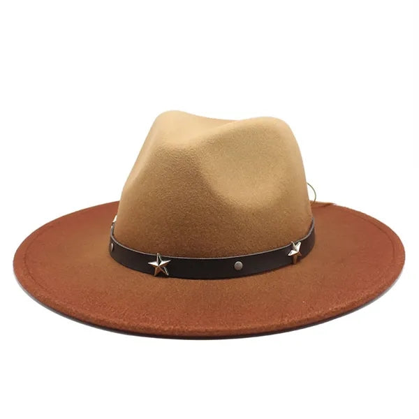 Colorblock Gradient Western Retro Style Cowboy Hat
