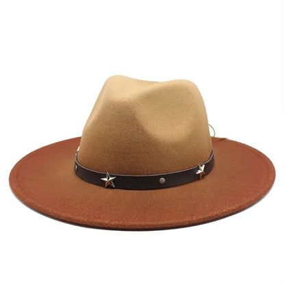 Colorblock Gradient Western Retro Style Cowboy Hat