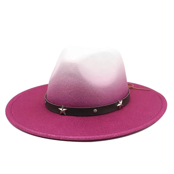 Colorblock Gradient Western Retro Style Cowboy Hat