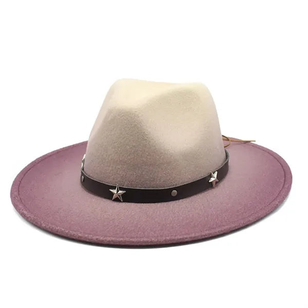 Colorblock Gradient Western Retro Style Cowboy Hat