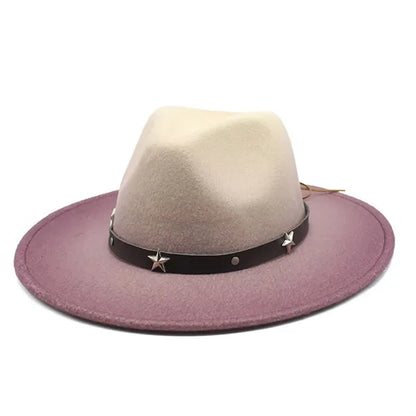 Colorblock Gradient Western Retro Style Cowboy Hat