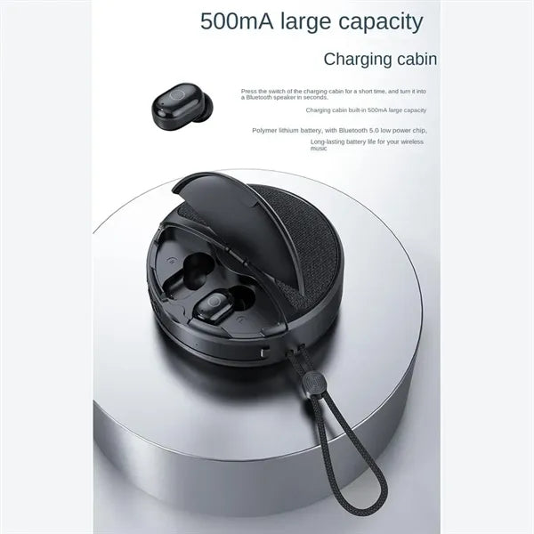 2 in 1 Portable Bluetooth Wireless Speaker with Earbuds